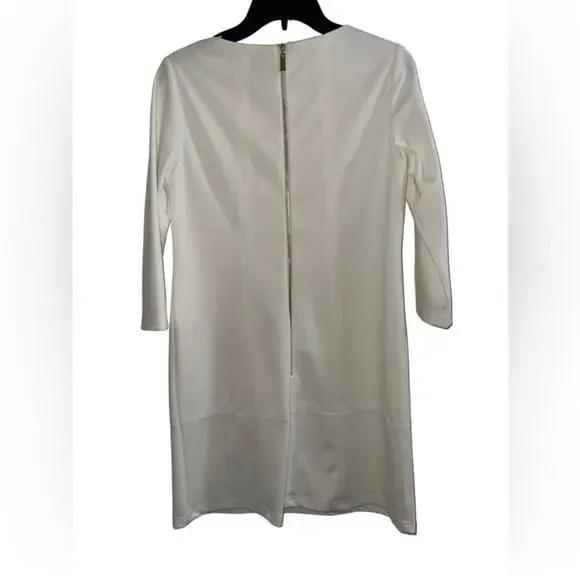 NWT! Vince Camuto Light Cream Shift Dress with Beautiful Neckline - Size 6 - Picture 4 of 8